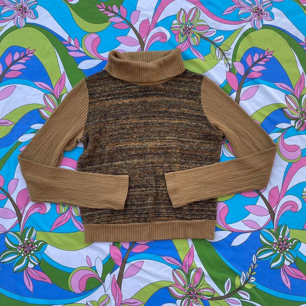 Y2k brown fall turtleneck sweater